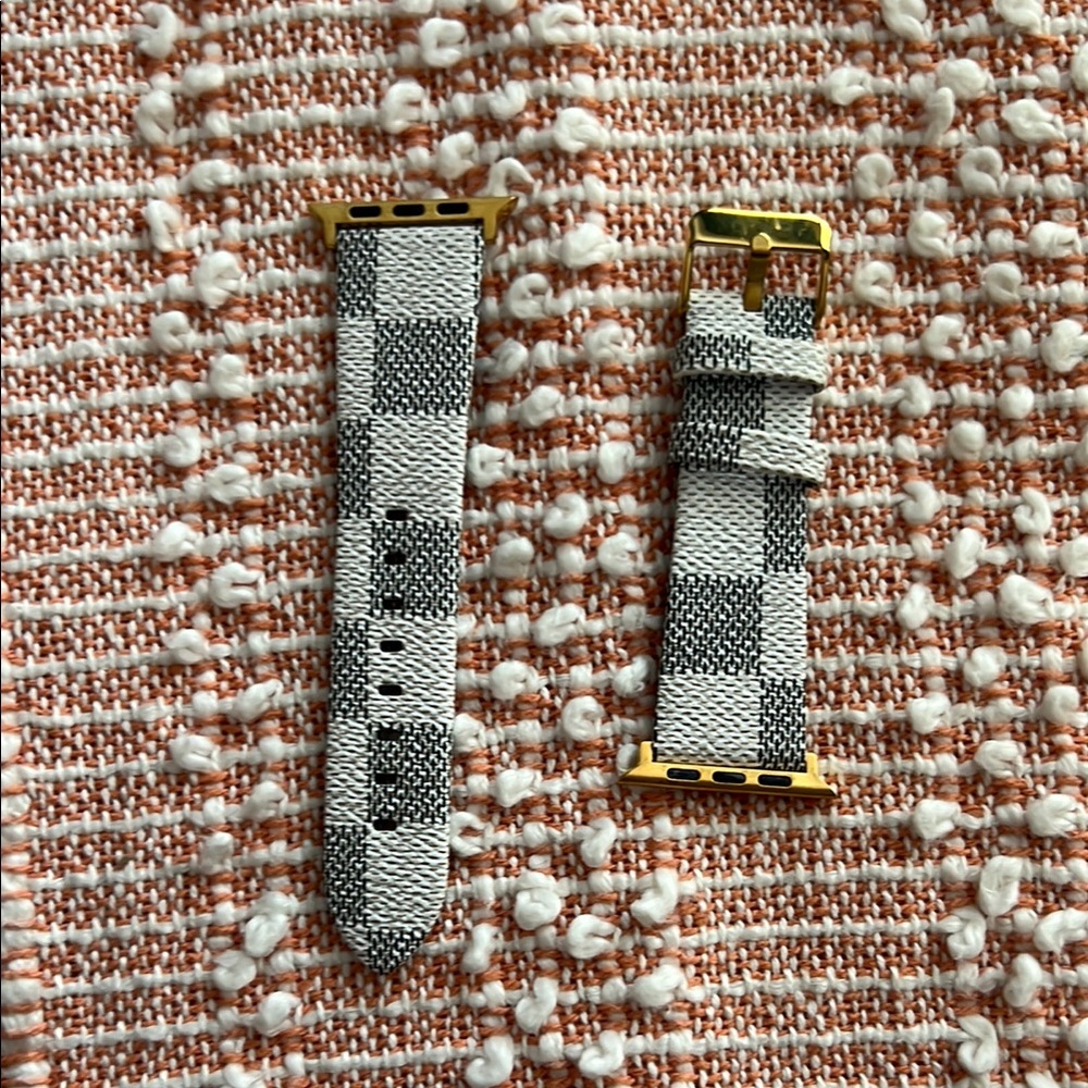 Checkered Watch Band with Gold Accents like new checkerboard Apple